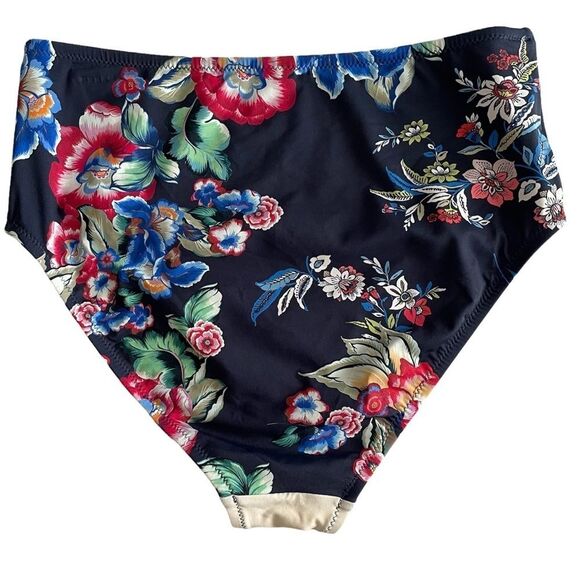 JOHNNY Was Drew High Waisted Floral Bikini Bottom Size Small CSW0520-Y - Picture 2 of 6